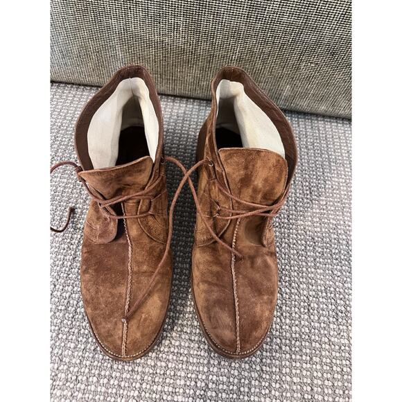 Henry Beguelin for Barneys Italy Brown Suede Leather Boots Shoe Heel - Picture 1 of 6